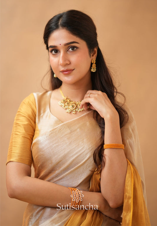 Dhiyona SS Regal Split Elegance Handloom Tissue Cotton Saree