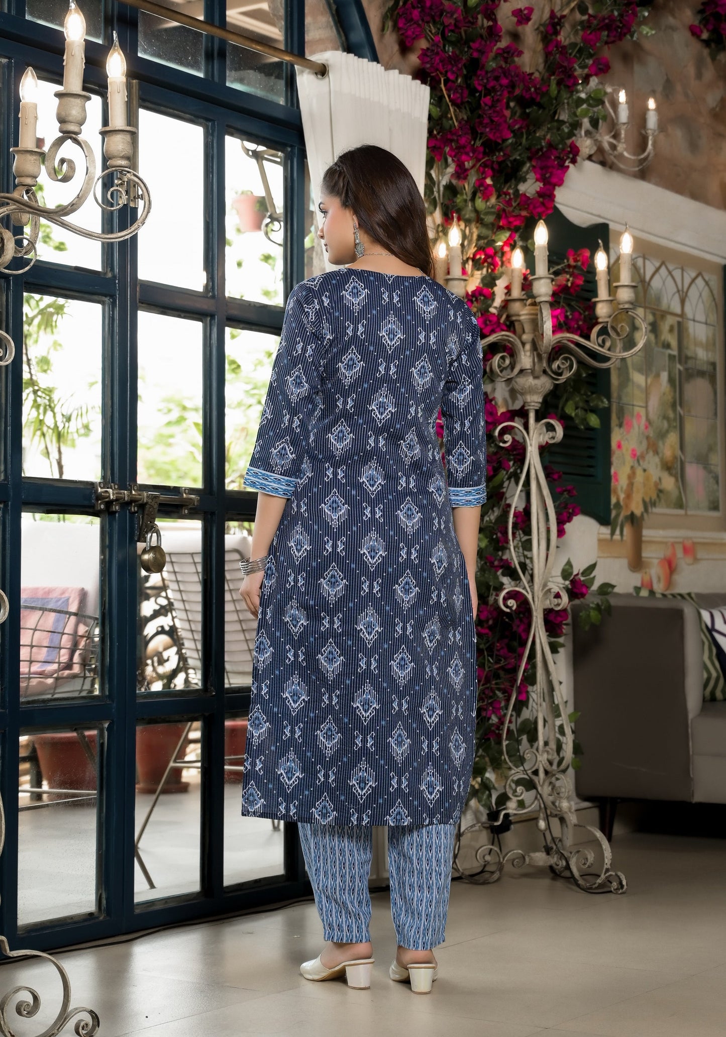 Women Blue Embroidery Viscose Rayon Kurta, Pant And Dupatta Set