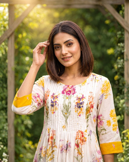 Hemal Amber Floral Cotton Kurta Pant Set