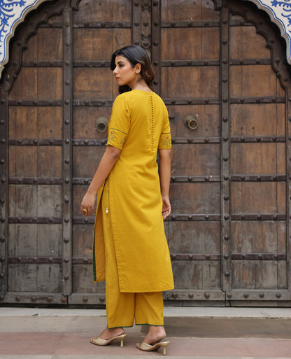 Vani Mustard Mul Cotton Kurta Set