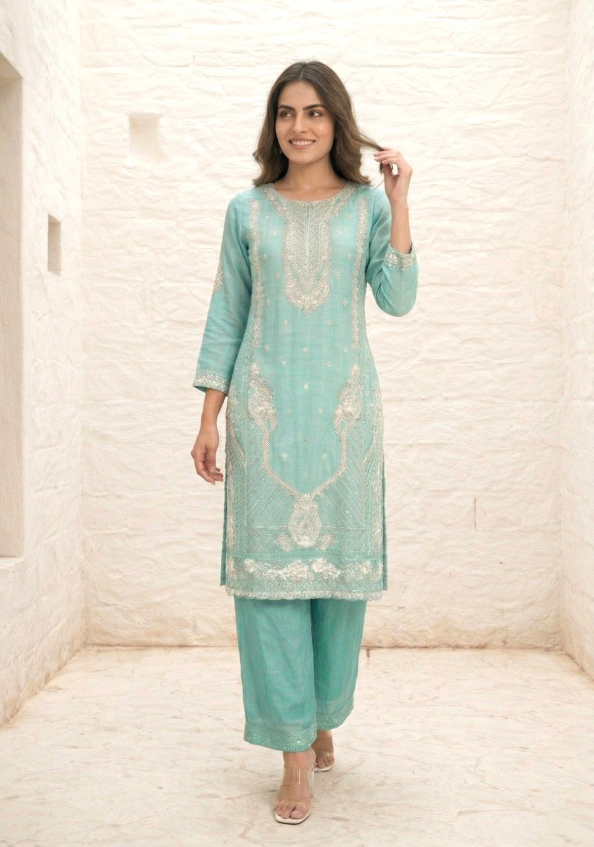 Mayuri Minty Full Work Suit Set