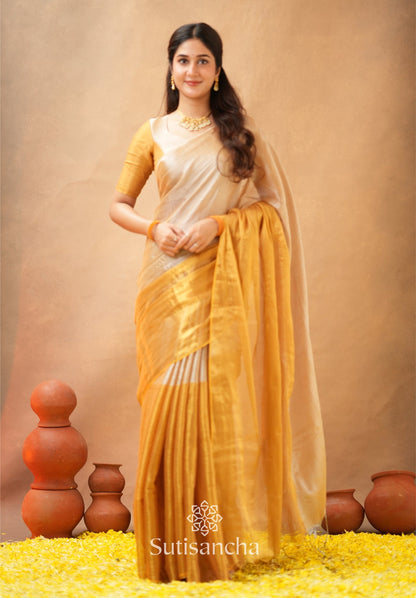 Dhiyona SS Regal Split Elegance Handloom Tissue Cotton Saree