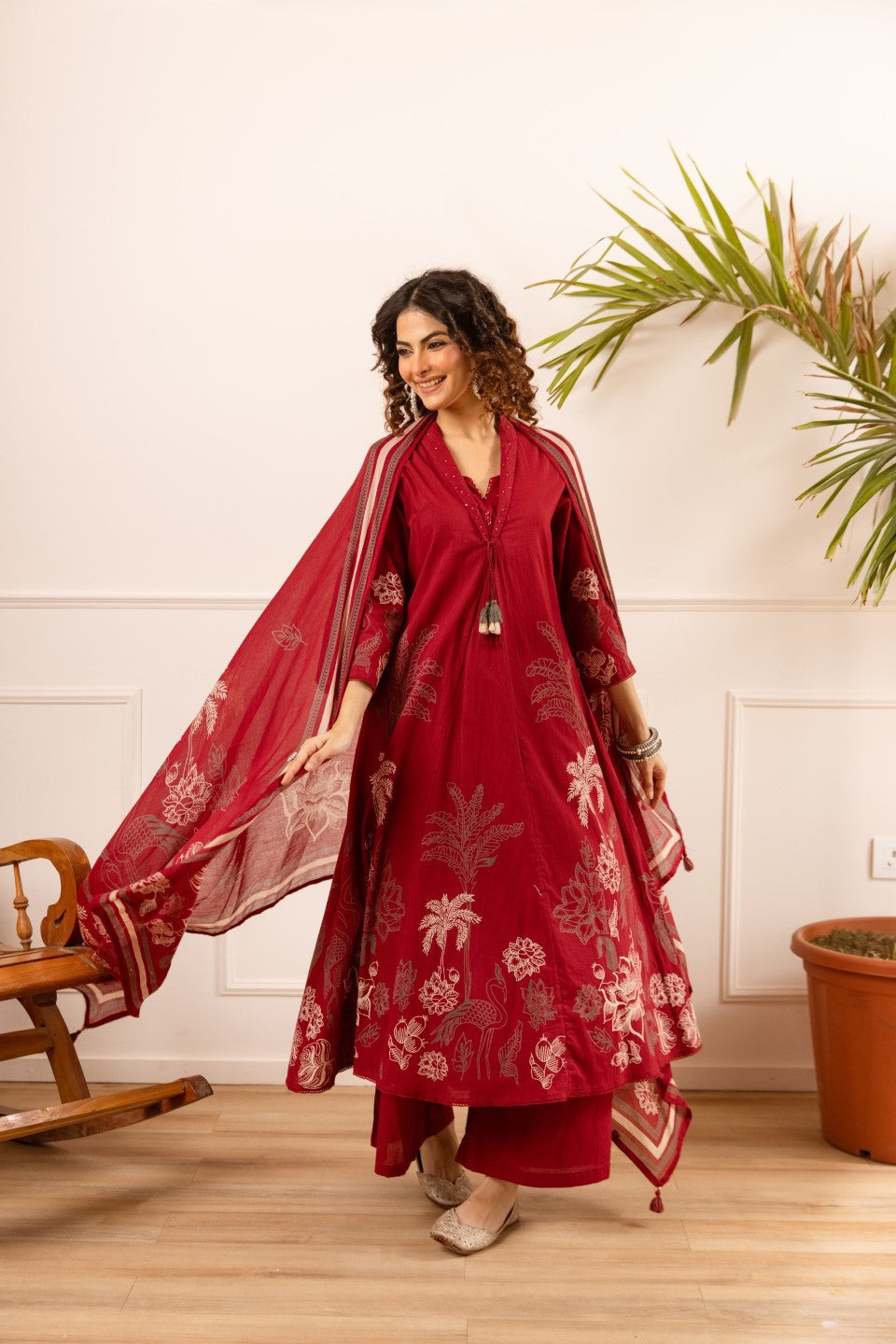 Karen melon cotton suit set