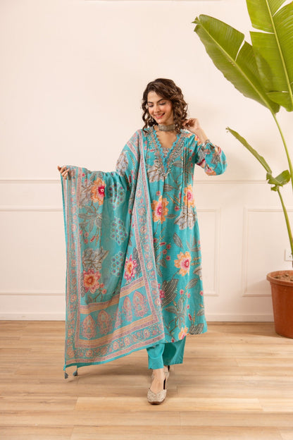 Karen artic embroidery cotton suit set