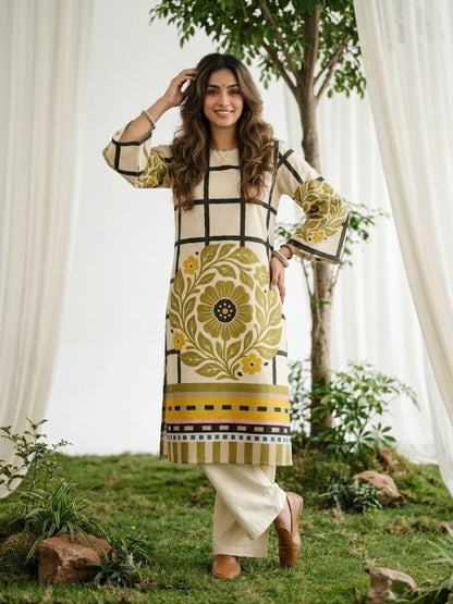 Virosh sunglow cotton printed Kurta Pant set