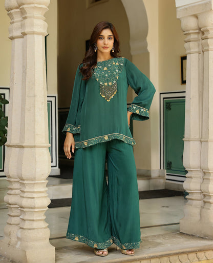 Jaalini Green Crepe Kurta Set
