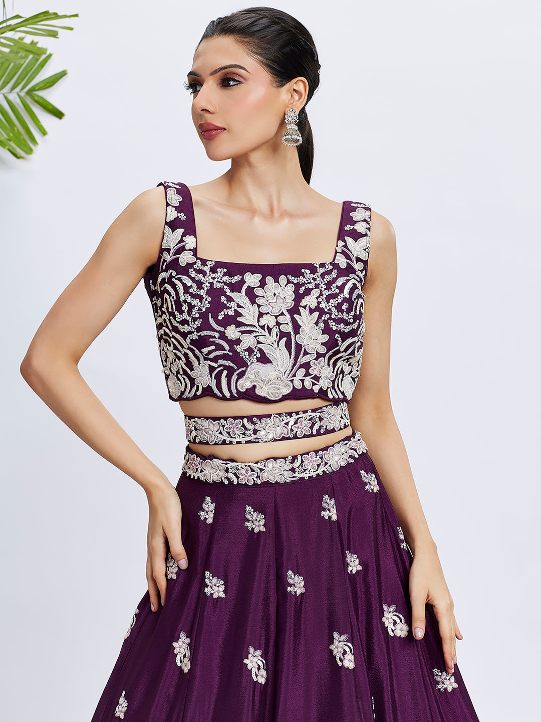 Women Purple Pure Georgette Sequins and thread embroidery  Lehenga choli & Dupatta