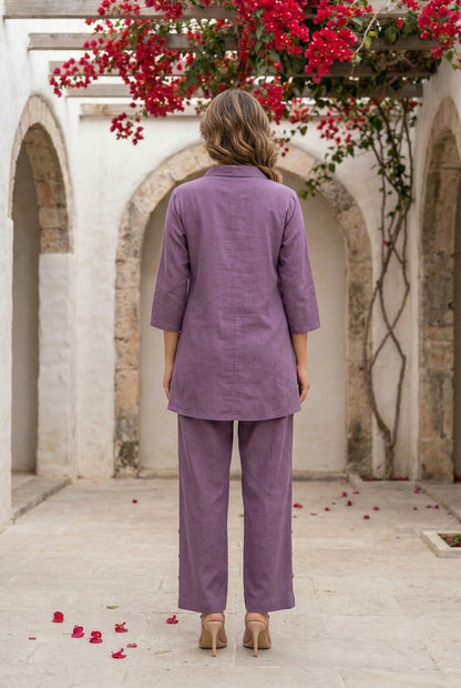 Sargi periwinkle embroidery cotton co-ord set