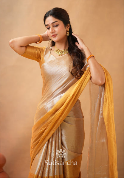 Dhiyona SS Regal Split Elegance Handloom Tissue Cotton Saree