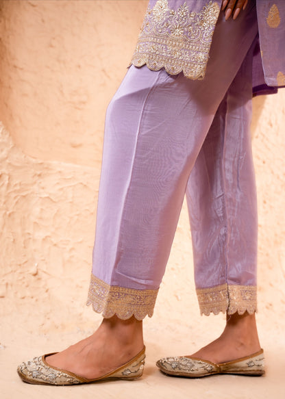 Isvan Tissue Embroidered Lavender  Suit Set