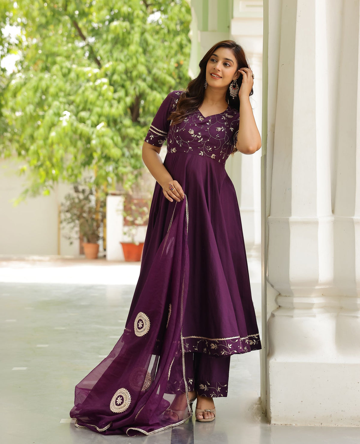Pattika Purple Cotton Suit Set