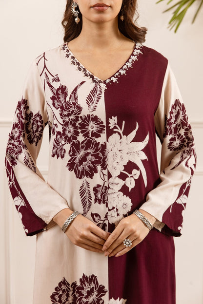 Karen mahagony printed cotton kurta pant set