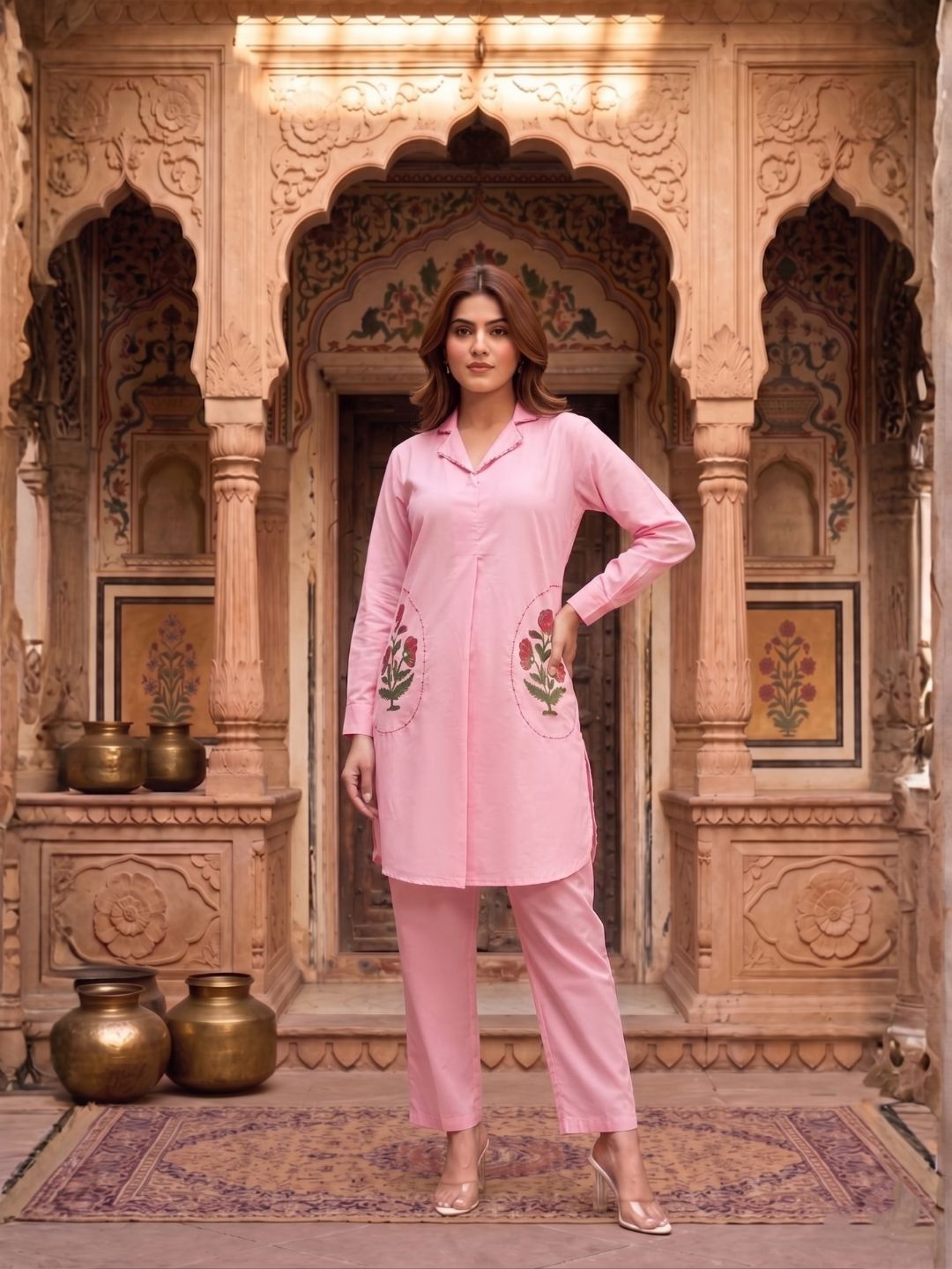 Sarvo softpink cotton co-ord set