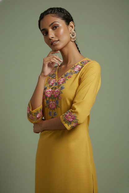 Chandri Wattle Embroidered Kurta Pant Set