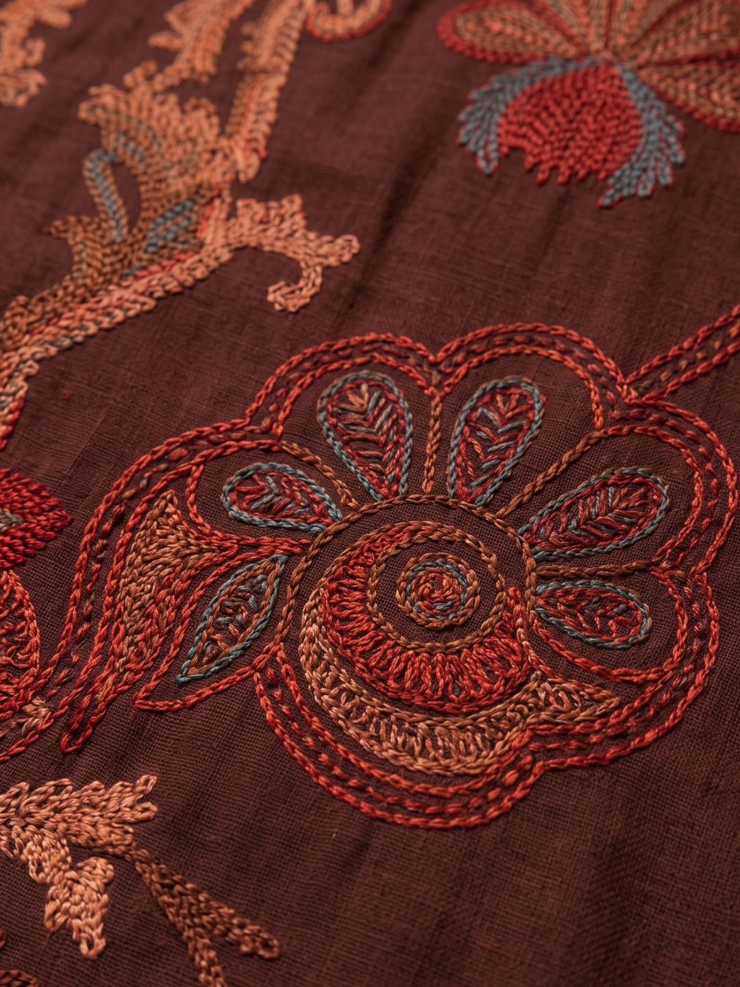 Karen chestnut embroidery cotton suit set