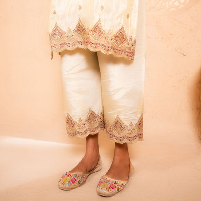 Sargi Tissue Embroidered Cream  Suit Set