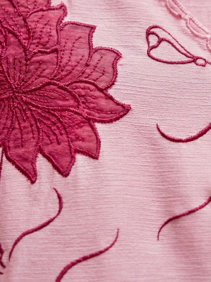 Barista Rose Embroidery Cotton Co-ord Set