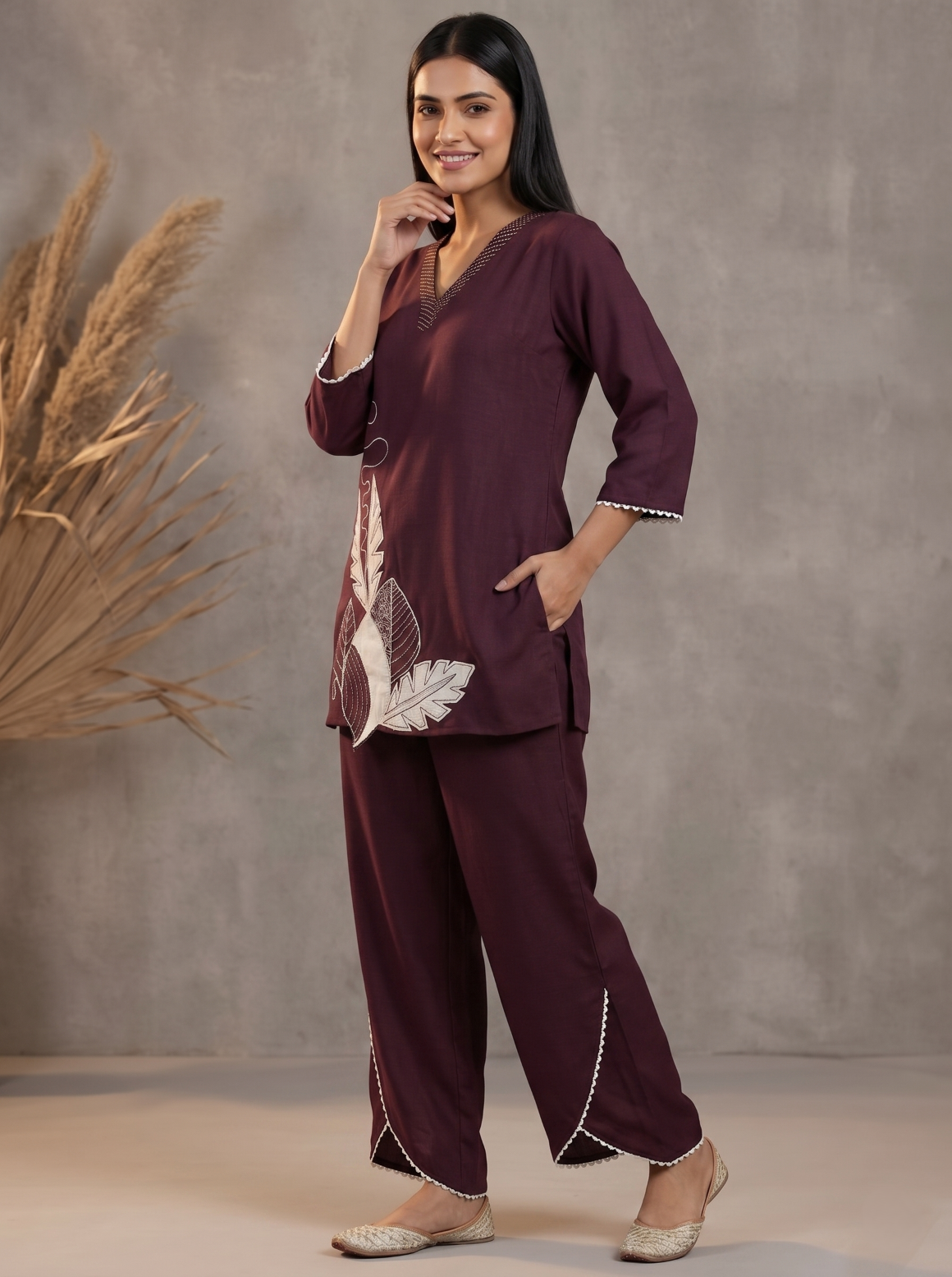 Prisha mulberry embroidery co-ord set