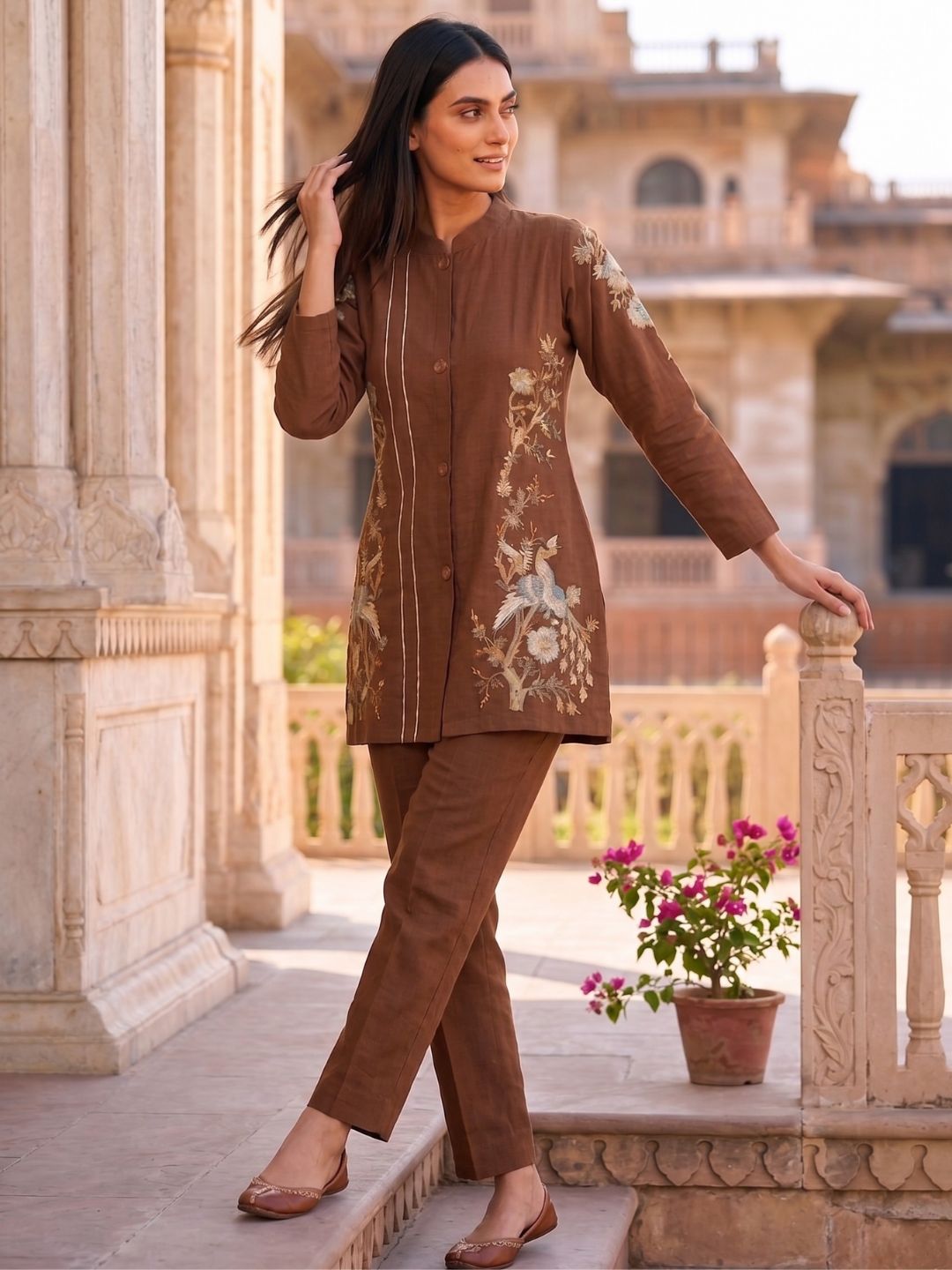 Gaur Tuscan cotton embroidery co-ord set