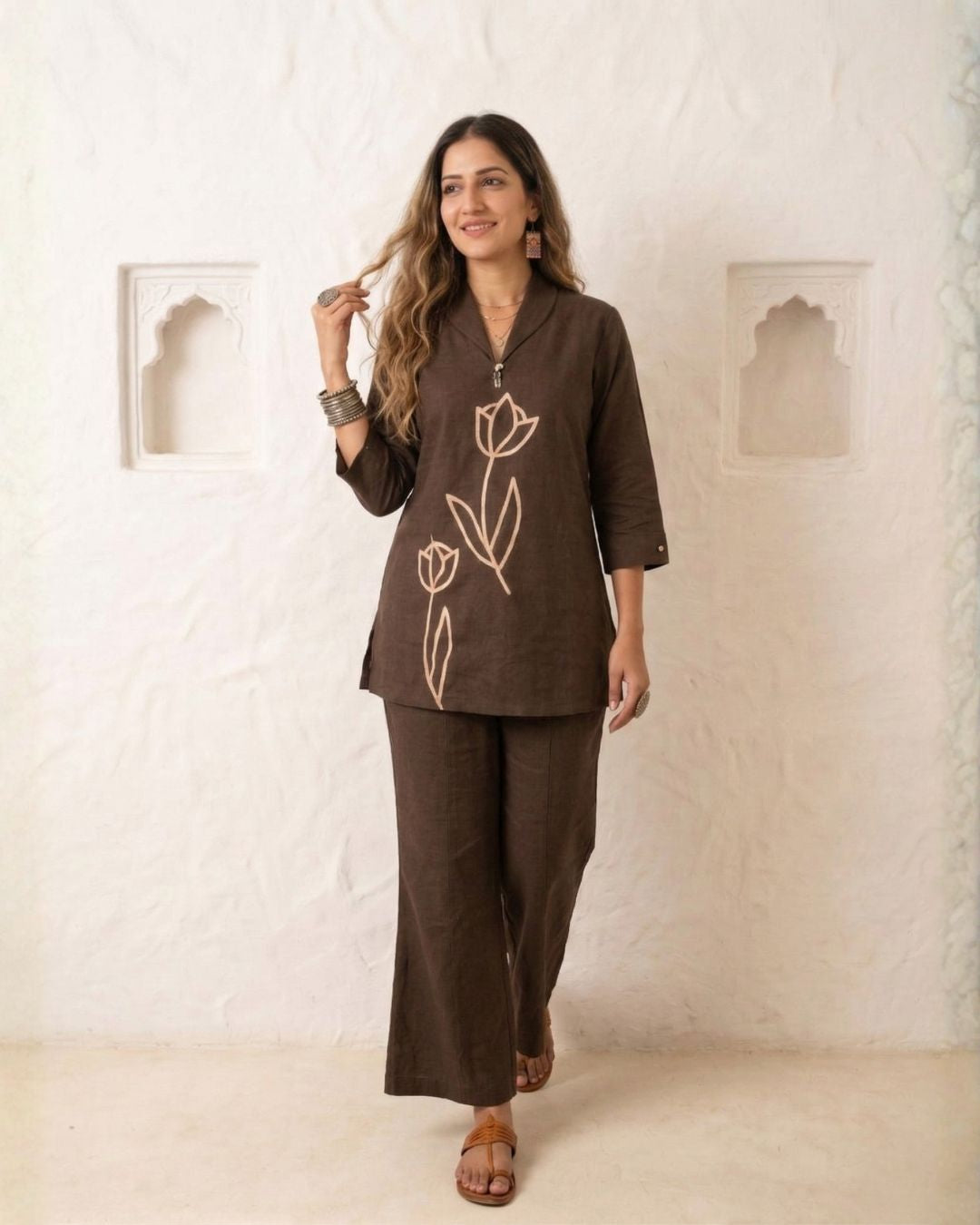 Sargi Earthwood embroidery cotton co-ord set