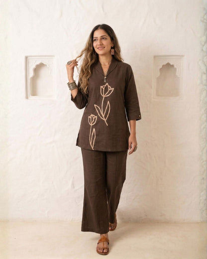 Sargi Earthwood embroidery cotton co-ord set