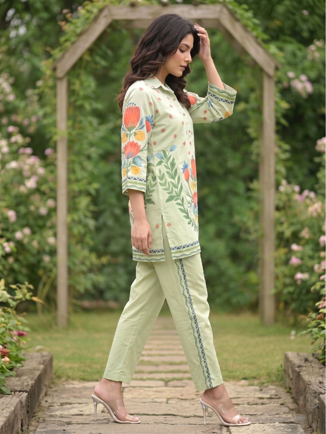 Viyona pista cotton printed co-ord set