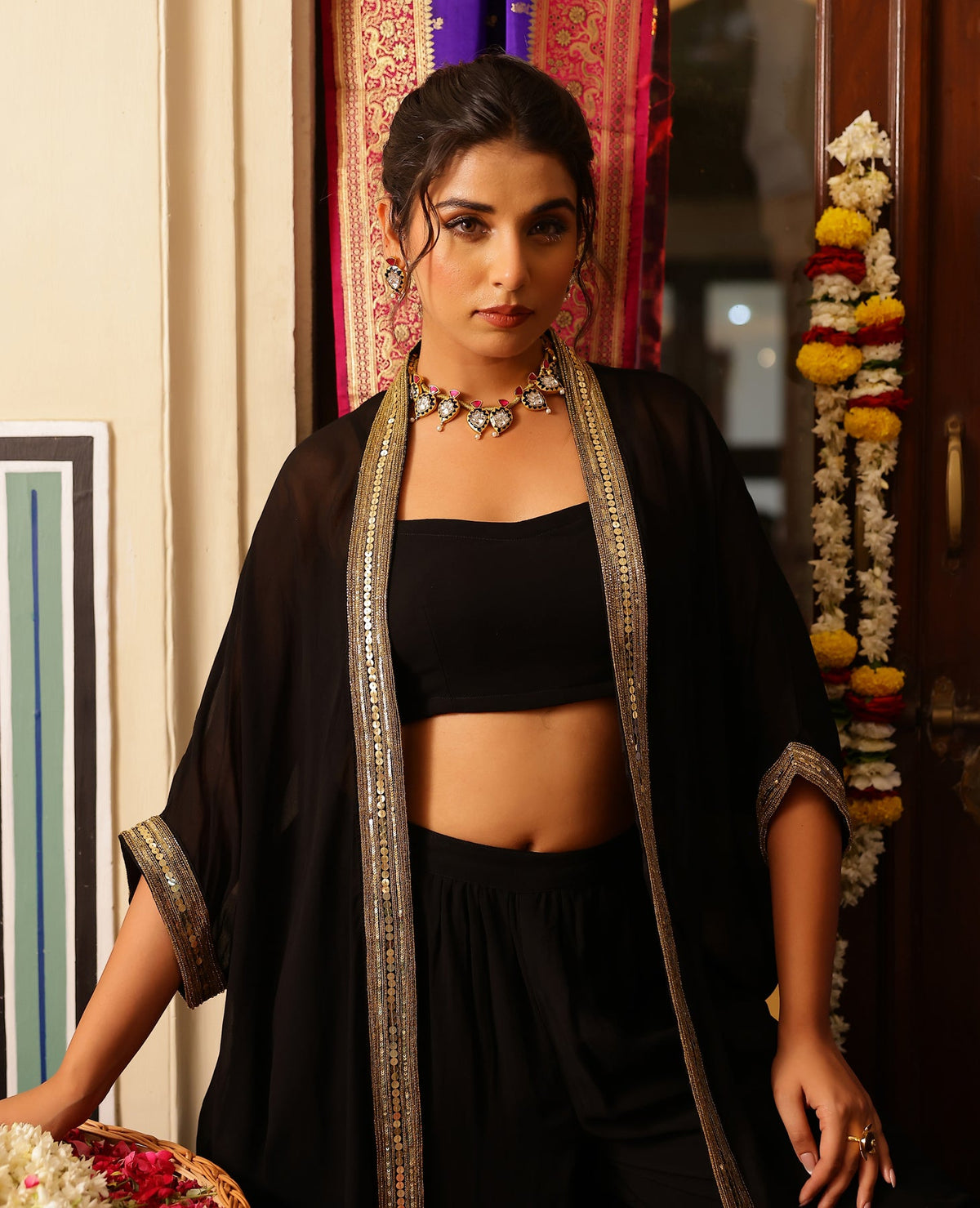 Rajsi Black Georgette Coord Set
