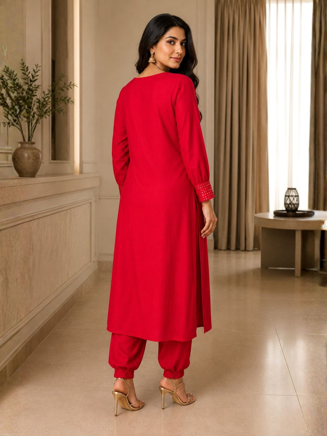 Naina Scarlet Mirror Work Co-ord Set
