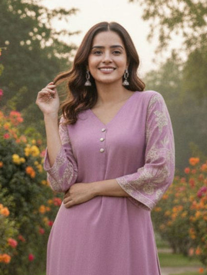 Sumaiya flamingo embroidery kurta pant set
