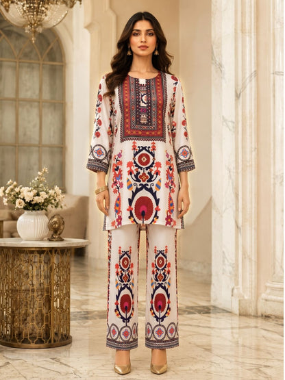 Maurya Pearl Designer Premium Muslin Co-ord Set