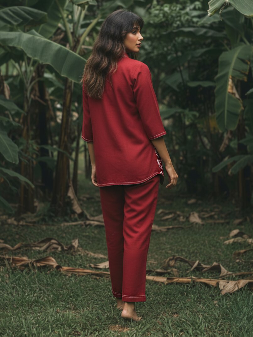 Ivanka brick cotton embroidery co-ord set