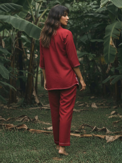Ivanka brick cotton embroidery co-ord set