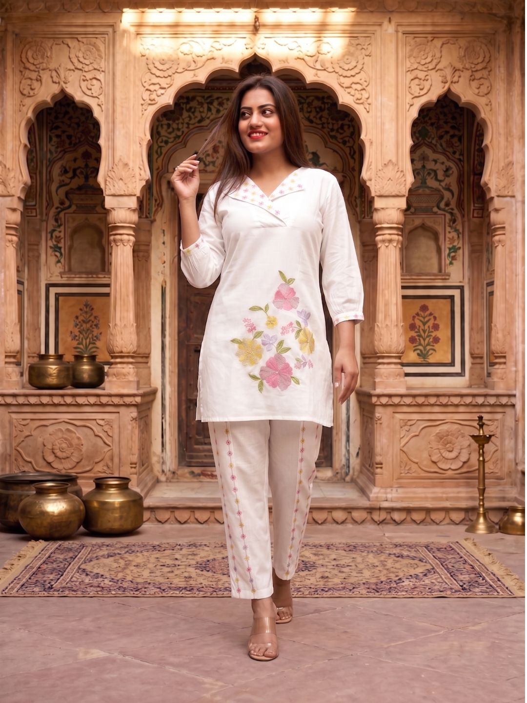 Darika Vanilla Embroidery Co-ord Set