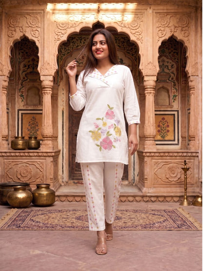 Darika Vanilla Embroidery Co-ord Set