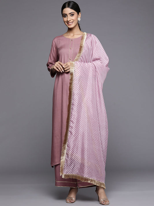 Dhiyona VR Women's Solid Kurta Set With Printed Dupatta