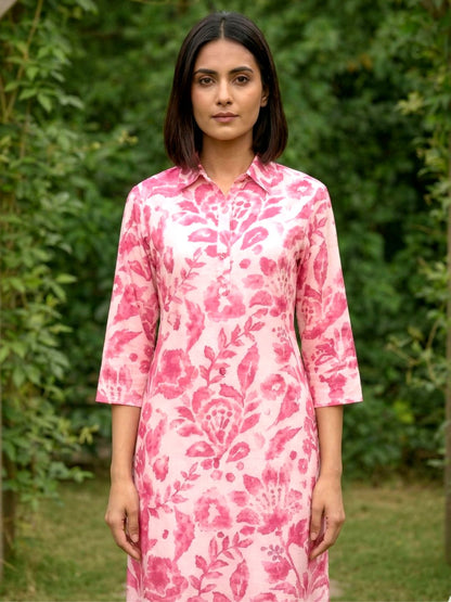 Elixir Rose Linen Printed Co-ord Set