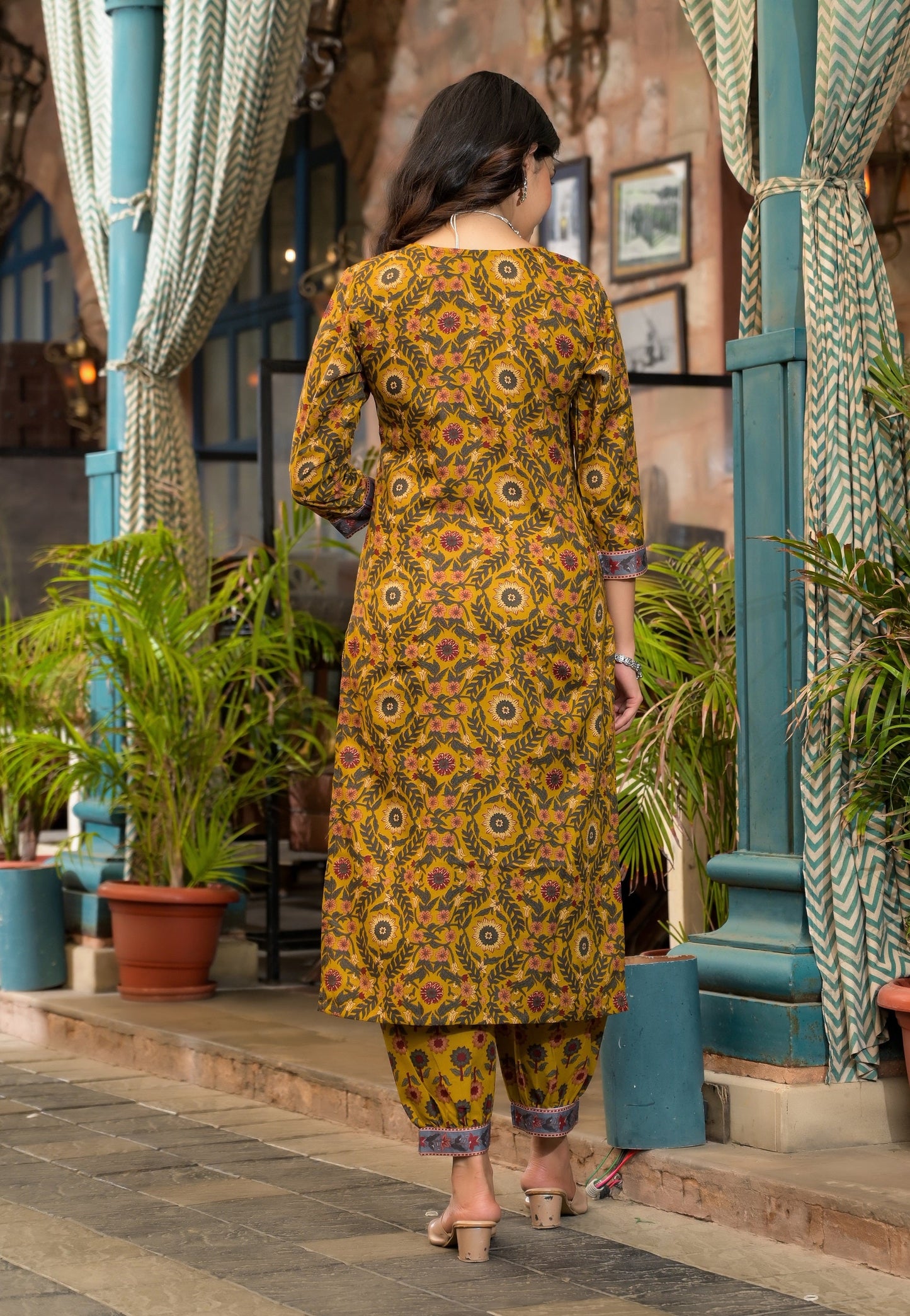 Women Yellow Embroidery Viscose Rayon Kurta, Pant And Dupatta Set