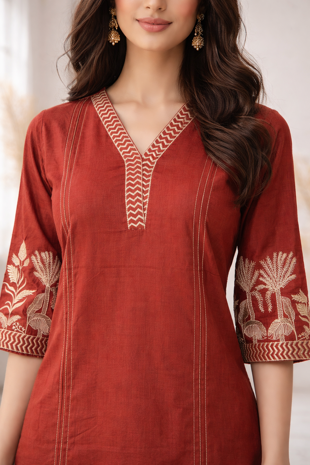 Mohini Brick Embroidered Kurta Pant Set