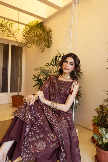 Karen sepia cotton suit set