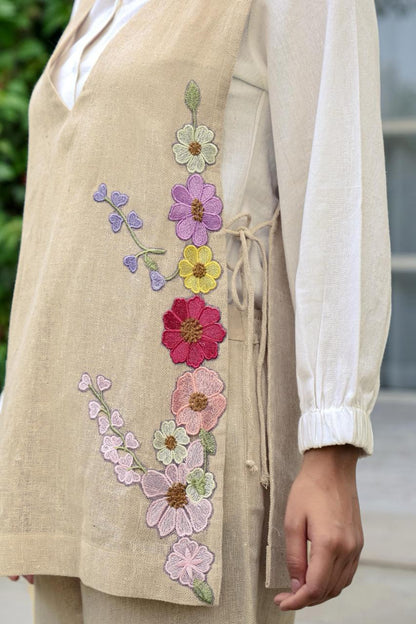 Opela almond jute embroidery co-ord set