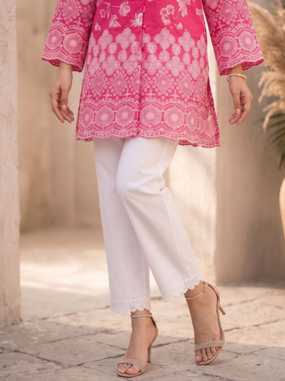 Shloka Rose Schiffli Cotton Co-ord Set