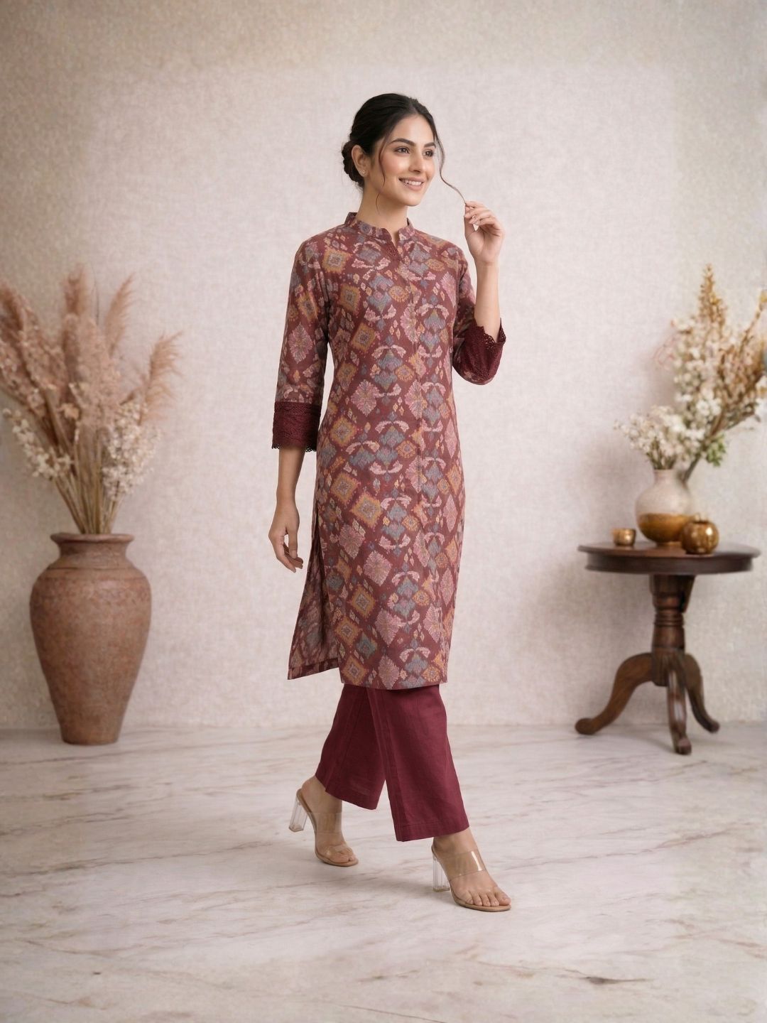 Surbhi jam printed cotton kurta pant set