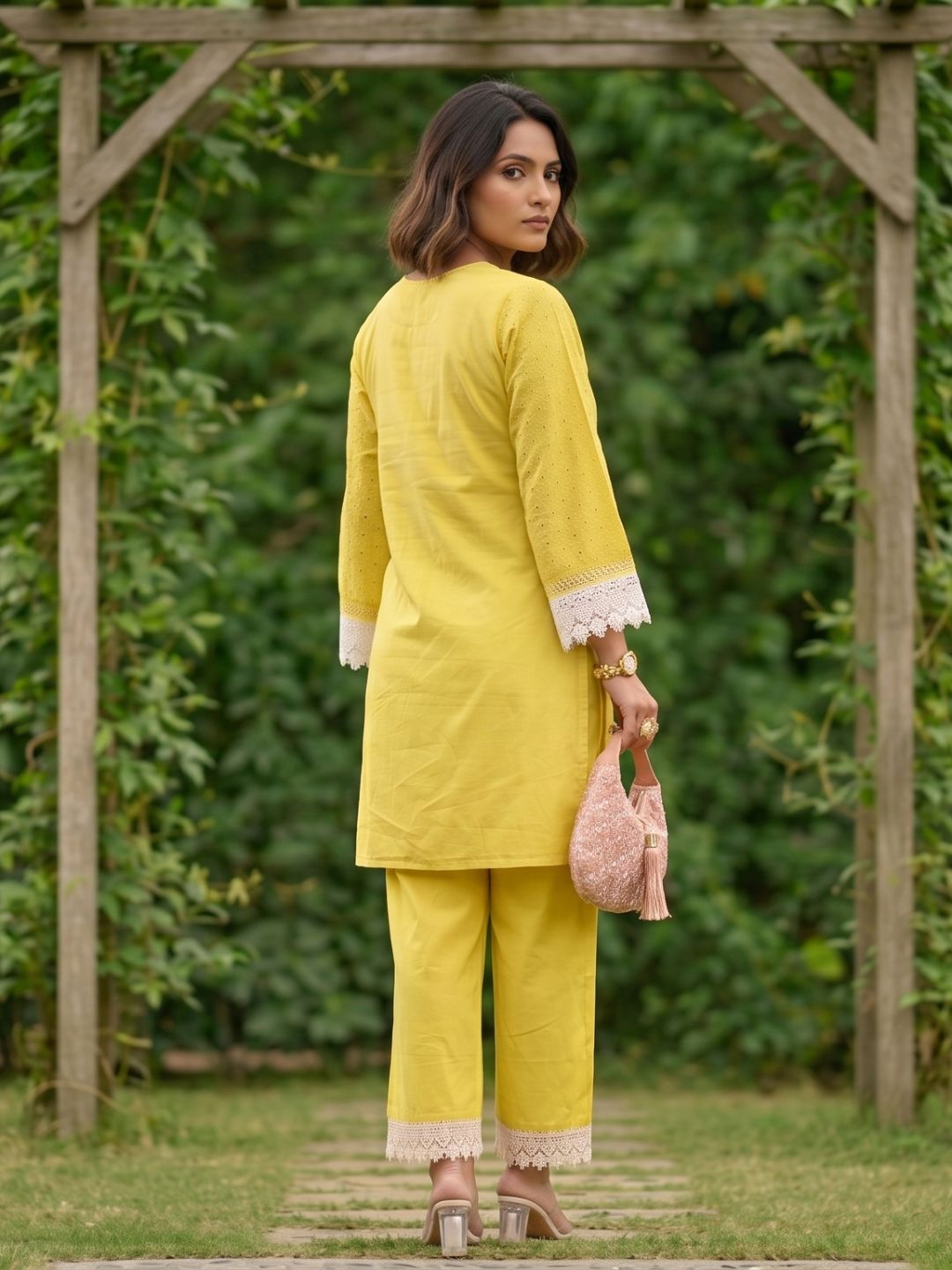 Subarna Amber Cotton Shchiffli Co-ord Set