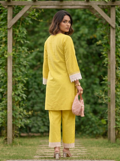 Subarna Amber Cotton Shchiffli Co-ord Set