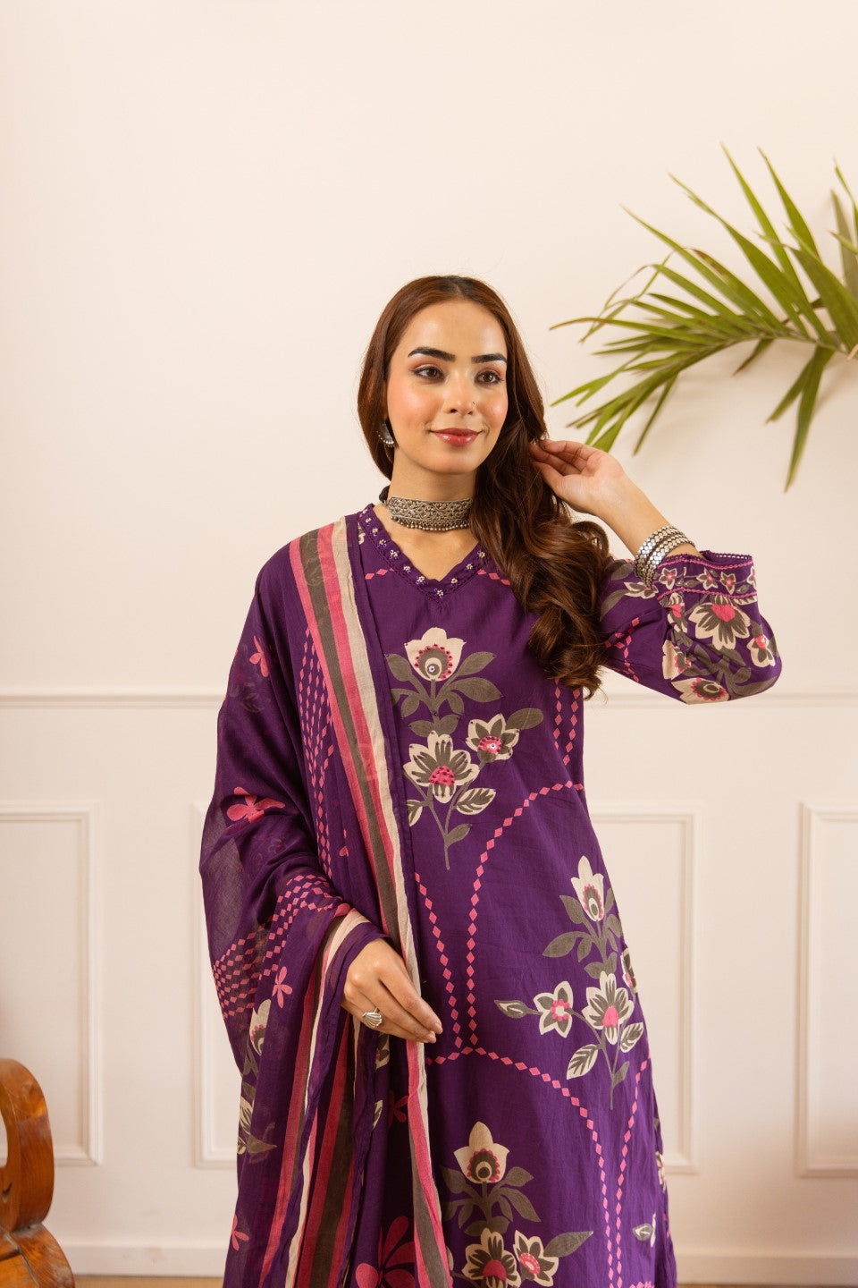 Karen amethyst cotton suit set