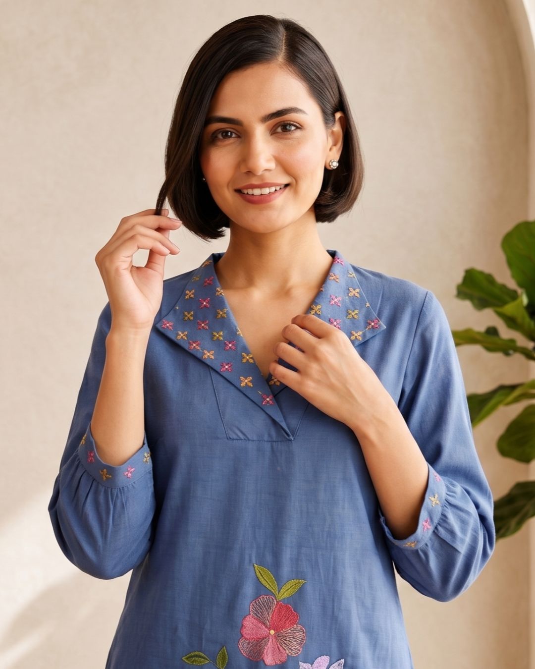 Darika cobalt embroidery co-ord set