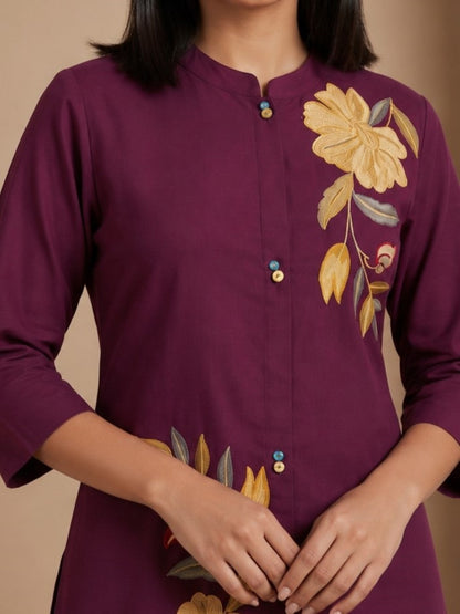 Romi Mulberry Embroidered Co-ord Set