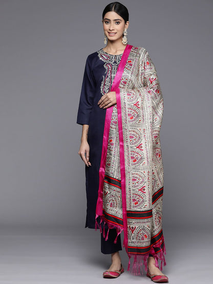 Dhiyona VA Women'sFloral Embroidered Sequinned Kurta With Trousers & Dupatta