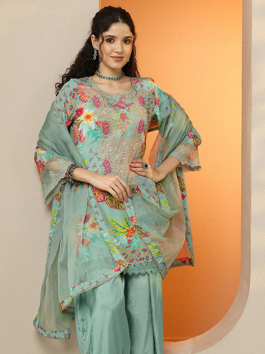 Floral Printed Regular Kurta with Patiala & With Dupatta