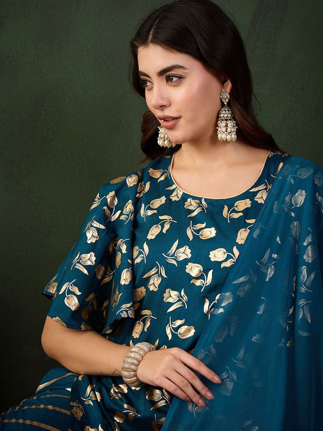 Dhiyona SN Embroidered Kurta & Palazzo With Dupatta